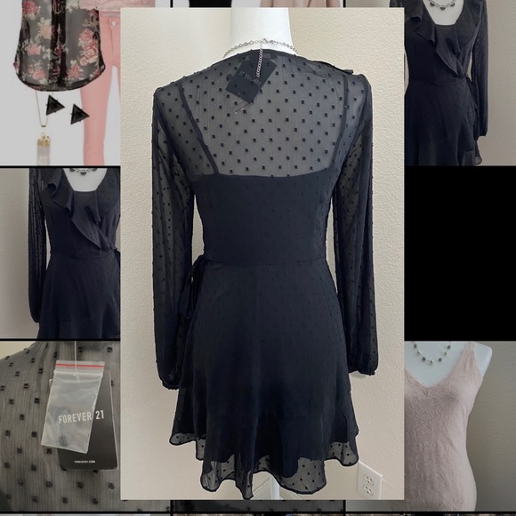 NWT | FOREVER 21 | Polka Dot Wrap Mini Dress - Picture 4 of 5